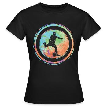 Fußball Spieler Fußballspieler Jungen Fußballer - Frauen T-Shirt - Schwarz - Vorne - AI Model Female 172 dark (172cm)
