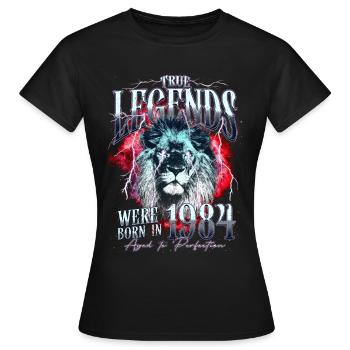 Legenden wurden 1984 geboren - Frauen T-Shirt - Schwarz - Vorne - AI Model Female 172 dark (172cm)
