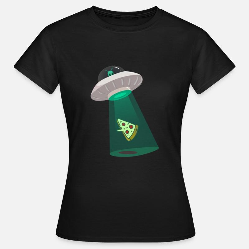 Pizza alien con OVNI - Pizza Alien mit UFO - Dame-T-shirt - sort