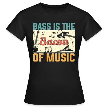 La basse est le bacon de Music Guitar Player - T-shirt Femme - noir - Devant - AI Model Female 172 dark (172cm)