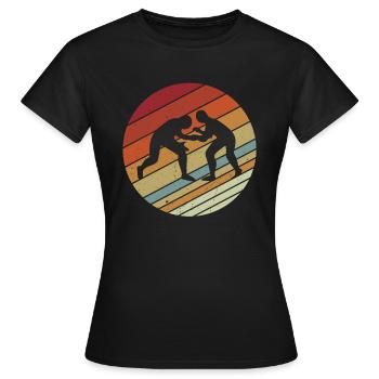 Retro Vinatge Style Kampfkunst Wrestling - Frauen T-Shirt - Schwarz - Vorne - AI Model Female 172 dark (172cm)