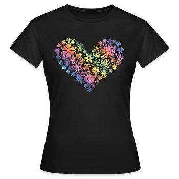Frühling Blumen Herz Sommer Liebe Valentinstag Fun - Frauen T-Shirt - Schwarz - Vorne - AI Model Female 172 dark (172cm)
