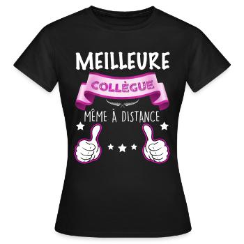Meilleure Collegue Même à distance Cadeau Femme - T-shirt Femme - noir - Devant - AI Model Female 172 dark (172cm)