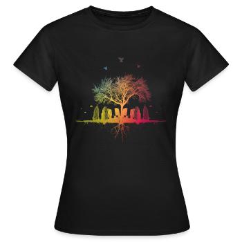 Nature colorées racines des arbres gratte-ciel City Bird Maison - T-shirt Femme - noir - Devant - AI Model Female 172 dark (172cm)