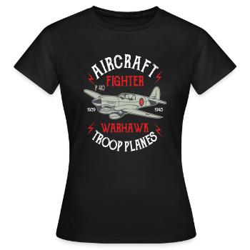 Aircraft Warhawk Troop Plane Fighter Gift Flight - Frauen T-Shirt - Schwarz - Vorne - AI Model Female 172 dark (172cm)