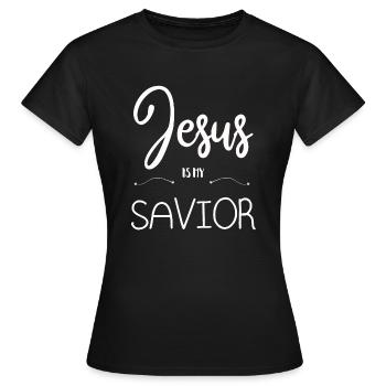JESUS IS MY SAVIOR JESUS IS MY SAVIOR CHRIST - Women's T-Shirt - black - Front - AI Model Female 172 dark (172cm)