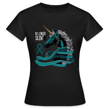 Plus de silence, licorne, agression sexuelle Awarenes - T-shirt Femme - noir - Devant - AI Model Female 172 dark (172cm)