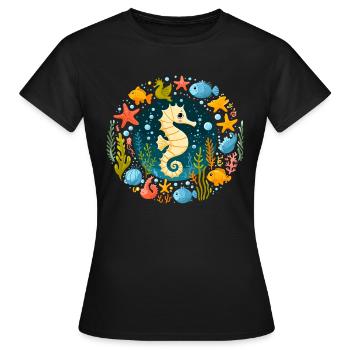Seepferdchen Meer Seestern Urlaub Fische Tauchen - Frauen T-Shirt - Schwarz - Vorne - AI Model Female 172 dark (172cm)