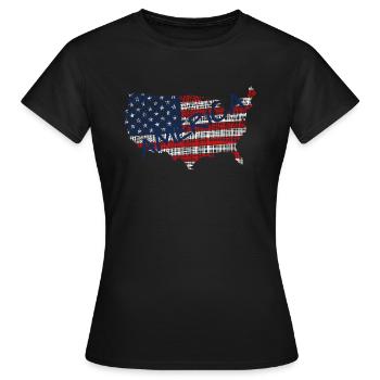United States of America - Frauen T-Shirt - Schwarz - Vorne - AI Model Female 172 dark (172cm)