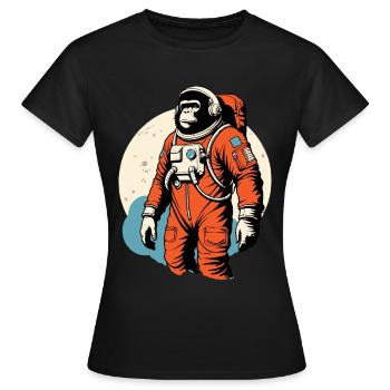 Un singe dans une combinaison spatiale - T-shirt Femme - noir - Devant - AI Model Female 172 dark (172cm)