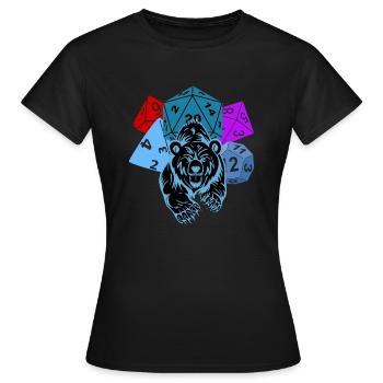 RPG Würfel Dice Bär battle Pen and Paper - Frauen T-Shirt - Schwarz - Vorne - AI Model Female 172 dark (172cm)