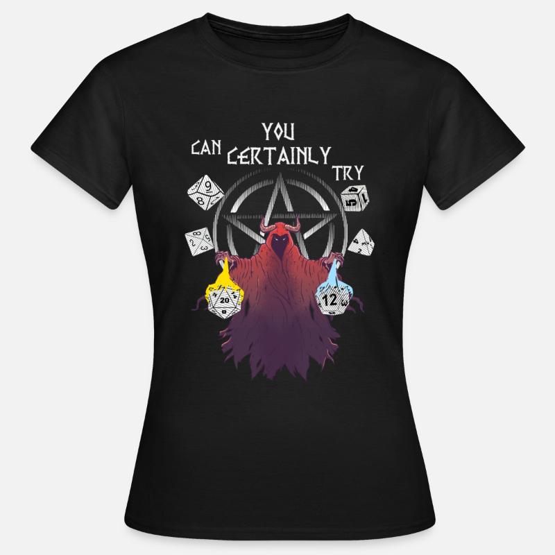 RPG Dice D20 Role Playing Dice Dragons Pentagram - Women's T-Shirt - black
