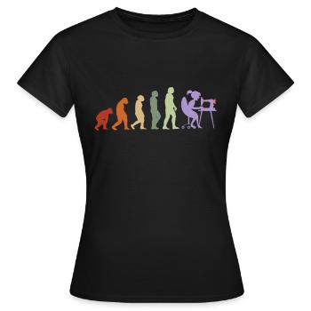 Evolution Nähen Näherin Handarbeit Stricken retro - Frauen T-Shirt - Schwarz - Vorne - AI Model Female 172 dark (172cm)