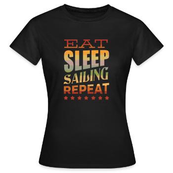 Segeln Segel Segler Schiff Yacht Boot REPEAT - Frauen T-Shirt - Schwarz - Vorne - AI Model Female 172 dark (172cm)