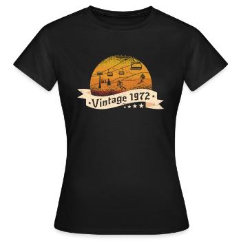 Skieur Remontée mécanique né en 1972 Anniversaire - T-shirt Femme - noir - Devant - AI Model Female 172 dark (172cm)