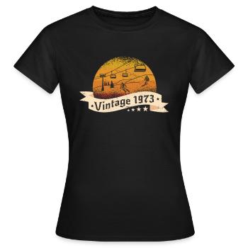 Skieur Remontée mécanique né en 1973 Anniversaire - T-shirt Femme - noir - Devant - AI Model Female 172 dark (172cm)