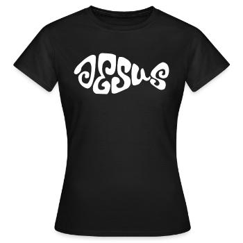 Jesus Fisch Design. - Frauen T-Shirt - Schwarz - Vorne - AI Model Female 172 dark (172cm)