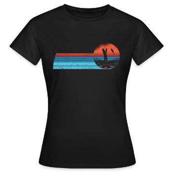 Angler Angelboot Fliegenflischen Rute Angeln - Frauen T-Shirt - Schwarz - Vorne - AI Model Female 172 dark (172cm)
