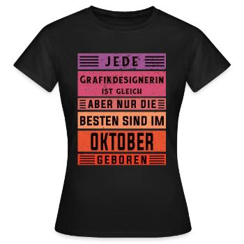 Illustrator Geburtstag Oktober geboren - Frauen T-Shirt - Schwarz - Vorne - AI Model Female 172 dark (172cm)