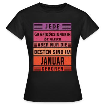Illustrator Geburtstag Januar geboren - Frauen T-Shirt - Schwarz - Vorne - AI Model Female 172 dark (172cm)