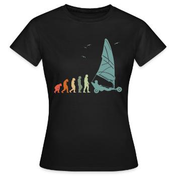 Plage Voile Windracer Land Sailers Land Sailors - T-shirt Femme - noir - Devant - AI Model Female 172 dark (172cm)