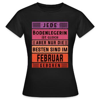 Parkett-Teppich Geburtstag Februar geboren - Frauen T-Shirt - Schwarz - Vorne - AI Model Female 172 dark (172cm)