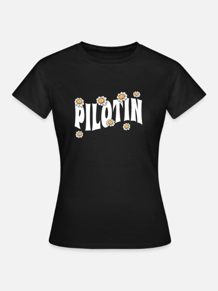 Flugzeug niedliche Blumen Pilotin - Frauen T-Shirt - Schwarz