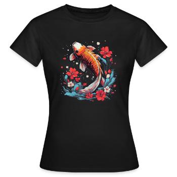 Koi Poisson Koï Carpe Koi Jardin Koi Étang Koi - T-shirt Femme - noir - Devant - AI Model Female 172 dark (172cm)