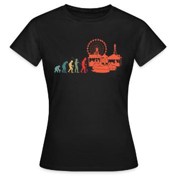 Evolution Freizeitpark Jahrmarkt Rummelplatz - Frauen T-Shirt - Schwarz - Vorne - AI Model Female 172 dark (172cm)