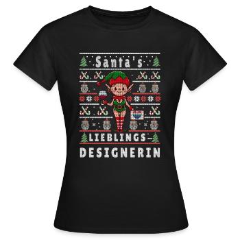 Ugly Weihnachten SANTAS LIEBLINGS Designerin - Frauen T-Shirt - Schwarz - Vorne - AI Model Female 172 dark (172cm)