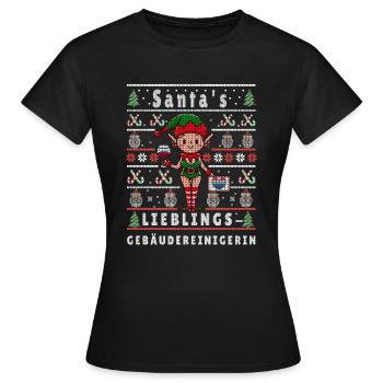 Ugly Christmas SANTA’S DARLING Nettoyant de bâtiment - T-shirt Femme - noir - Devant - AI Model Female 172 dark (172cm)