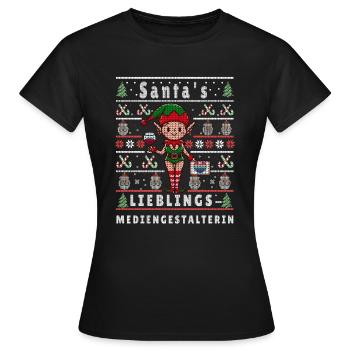 VILAIN NOËL PRÉFÉRÉ DU PÈRE NOËL - T-shirt Femme - noir - Devant - AI Model Female 172 dark (172cm)