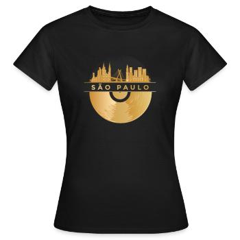 Disque vinyle Disco Music Skyline Sao Paulo - T-shirt Femme - noir - Devant - AI Model Female 172 dark (172cm)