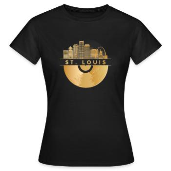 Disque Vinyle Musique Skyline-USA-St.-Louis - T-shirt Femme - noir - Devant - AI Model Female 172 dark (172cm)