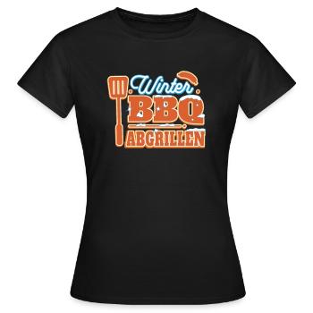 BBQ Barbecue ABGRILLEN grillen Barbecue-Grill - Frauen T-Shirt - Schwarz - Vorne - AI Model Female 172 dark (172cm)