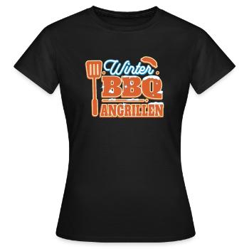 BBQ Barbecue ANGRILLEN grillen Barbecue-Grill - Frauen T-Shirt - Schwarz - Vorne - AI Model Female 172 dark (172cm)