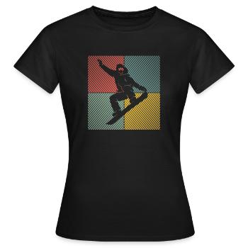 Snowboard Snowboard Remontée mécanique Vintage Snowboarder - T-shirt Femme - noir - Devant - AI Model Female 172 dark (172cm)