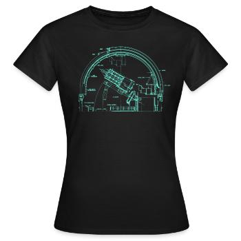Astronomie Old School Teleskop Illustration - Frauen T-Shirt - Schwarz - Vorne - AI Model Female 172 dark (172cm)