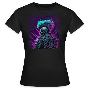 Synthwave Zombie Skull - T-shirt Femme - noir - Devant - AI Model Female 172 dark (172cm)