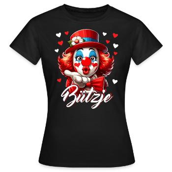 Kölle Alaaf Karneval Bützje Herz Rosenmontag Clown - Frauen T-Shirt - Schwarz - Vorne - AI Model Female 172 dark (172cm)
