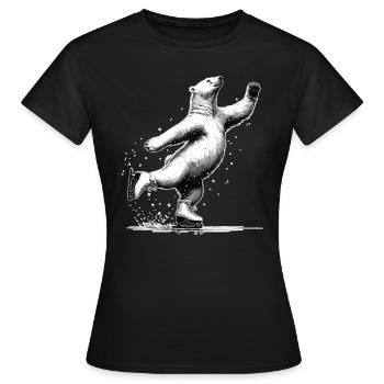 Polar bear loves ice skating Arctic North Pole - Women's T-Shirt - black - Front - AI Model Female 172 dark (172cm)