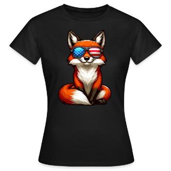 Fuchs Amerika Unabhängigkeitstag Stars and Stripes - Frauen T-Shirt - Schwarz - Vorne - AI Model Female 172 dark (172cm)