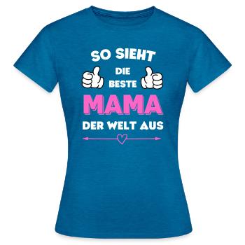 Muttertag Geburtstag Geburt Mama Tochter Sohn Kind - Frauen T-Shirt - Antikblaues Saphir meliert - Vorne - AI Model Female 172 dark (172cm)