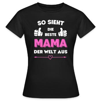 Muttertag Geburtstag Geburt Mama Tochter Sohn Kind - Frauen T-Shirt - Schwarz - Vorne - AI Model Female 172 dark (172cm)