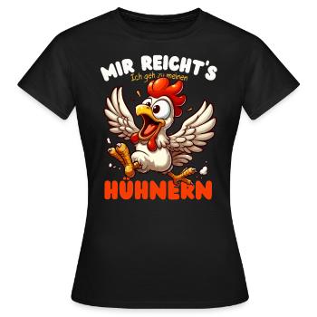 poulet, poulets, poulailler, poulailler, volaille, drôle, - T-shirt Femme - noir - Devant - AI Model Female 172 dark (172cm)