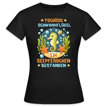 Seepferdchen Seestern Meer Schwimmbad Kinder Fun - Frauen T-Shirt - Schwarz - Vorne - AI Model Female 172 dark (172cm)