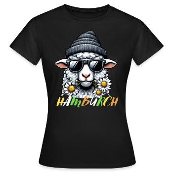 Hambourg Hamburch Moutons Ville Hanséatique Côte Mer du Nord - T-shirt Femme - noir - Devant - AI Model Female 172 dark (172cm)
