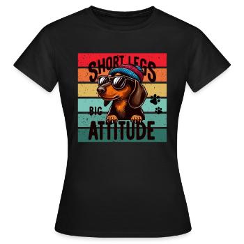 Teckel Chien Bonnet Lunettes de soleil Quatre pattes Drôle - T-shirt Femme - noir - Devant - AI Model Female 172 dark (172cm)