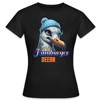 Hamburg Hamburger Deern Norddeutsch Möwe Beanie - Frauen T-Shirt - Schwarz - Vorne - AI Model Female 172 dark (172cm)