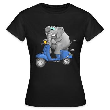 Motorroller Cartoon Comic - Frauen T-Shirt - Schwarz - Vorne - AI Model Female 172 dark (172cm)